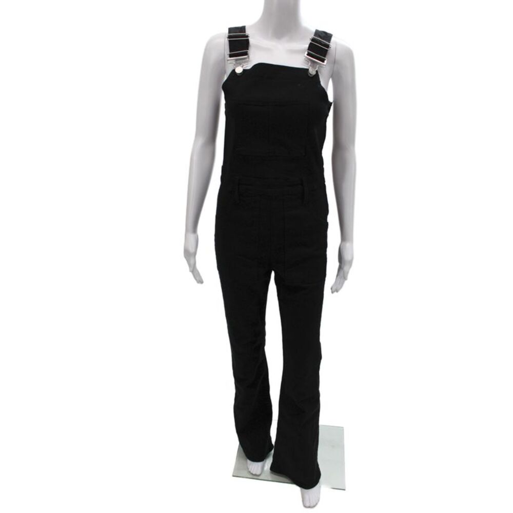 Frame Womens Sleeveless Overall Jumpsuit Black Square Neck Cotton Size S